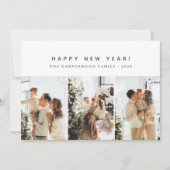 Simple Elegant Modern Happy New Year Three Photo シーズンカード (正面)