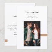 Simple Elegant Modern Photo Wedding サンキューカード (正面/裏面)