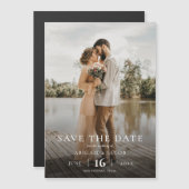 Simple Elegant Modern Photo Wedding Save the Date マグネット招待状 (正面/裏面)