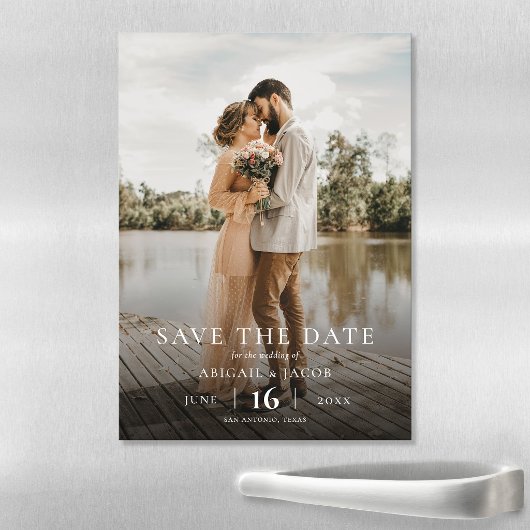 Simple Elegant Modern Photo Wedding Save the Date マグネット招待状