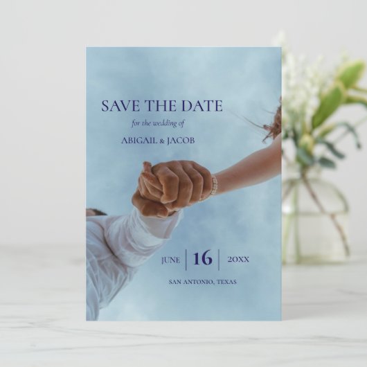 Simple Elegant Modern Photo Wedding Save the Date 招待状 (スタンド正面)