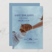Simple Elegant Modern Photo Wedding Save the Date 招待状 (正面/裏面)