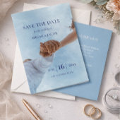 Simple Elegant Modern Photo Wedding Save the Date 招待状
