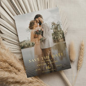 Simple Elegant Modern Photo Wedding Save the Date 箔招待状