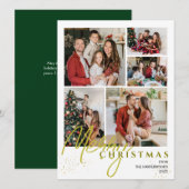  Simple Elegant modern Script 5 photo Christmas シーズンカード (正面/裏面)