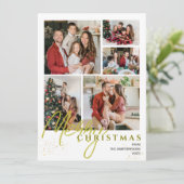 Simple Elegant modern Script 5 photo Christmas シーズンカード (スタンド正面)