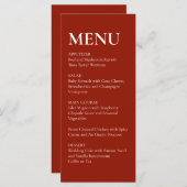 Simple Elegant  Modern Wedding Menu Red  メニュー (正面/裏面)