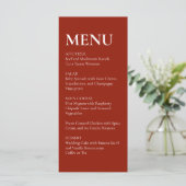 Simple Elegant  Modern Wedding Menu Red  メニュー (スタンド正面)