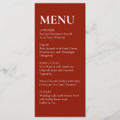 Simple Elegant  Modern Wedding Menu Red  メニュー (正面)