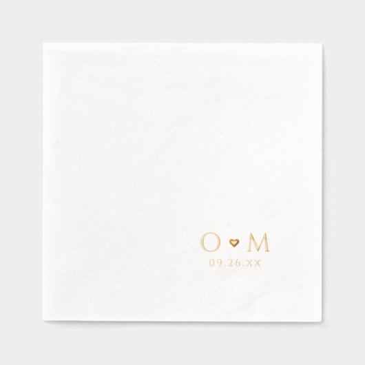 Simple Elegant Modern Wedding Monogram 箔ナプキン (正面)