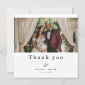 Simple Elegant Modern Wedding Photo Square サンキューカード (正面)