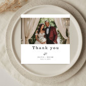 Simple Elegant Modern Wedding Photo Square サンキューカード