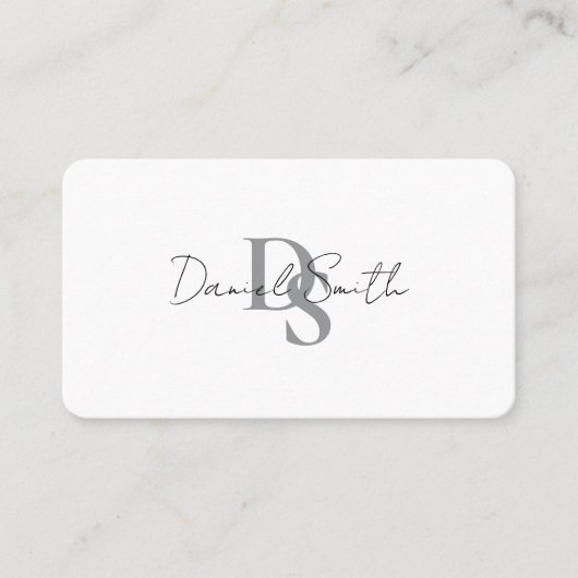 Simple Elegant Monogram Initial QRcode Black White 名刺 (正面)