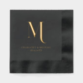 Simple, elegant, monogram, wedding 箔ナプキン (正面)