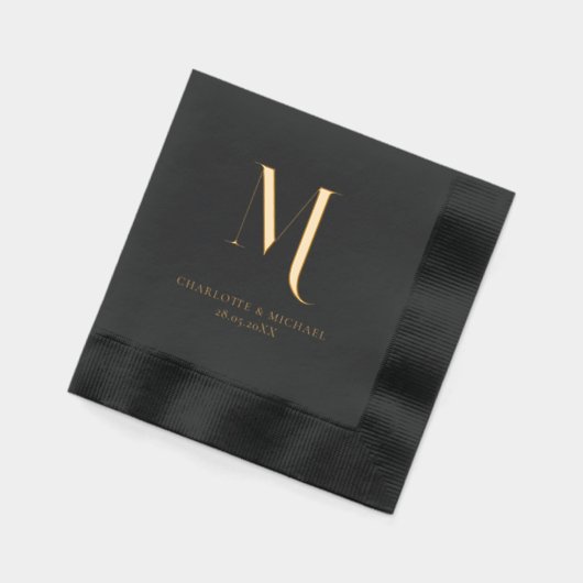 Simple, elegant, monogram, wedding 箔ナプキン (左)