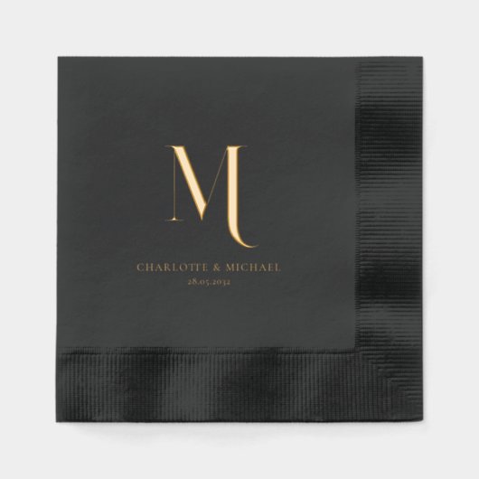 Simple Elegant Monogram Wedding Foil  箔ナプキン (正面)