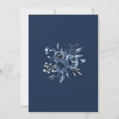 Simple Elegant Navy Blue Boho Floral Wedding 招待状 (裏面)