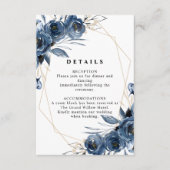 Simple Elegant Navy Blue Wedding QR Code Details エンクロージャーカード (正面)