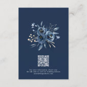 Simple Elegant Navy Blue Wedding QR Code Details エンクロージャーカード (裏面)