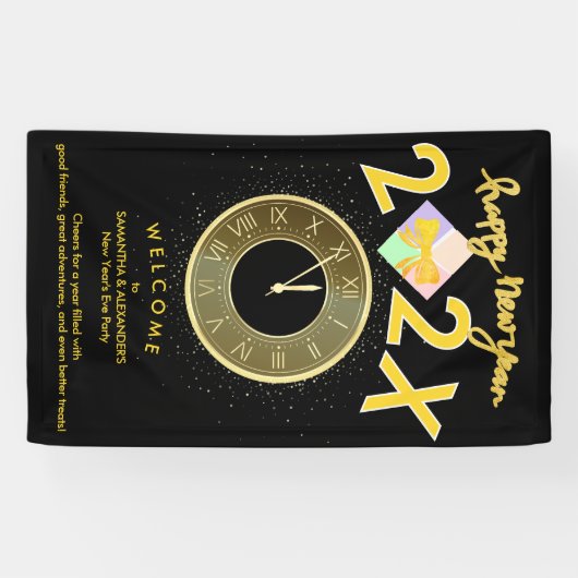 Simple Elegant New Year's Eve Gift Box Bow Welcome 横断幕 (横)