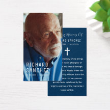 Simple Elegant Photo Funeral Sympathy Prayer Cards