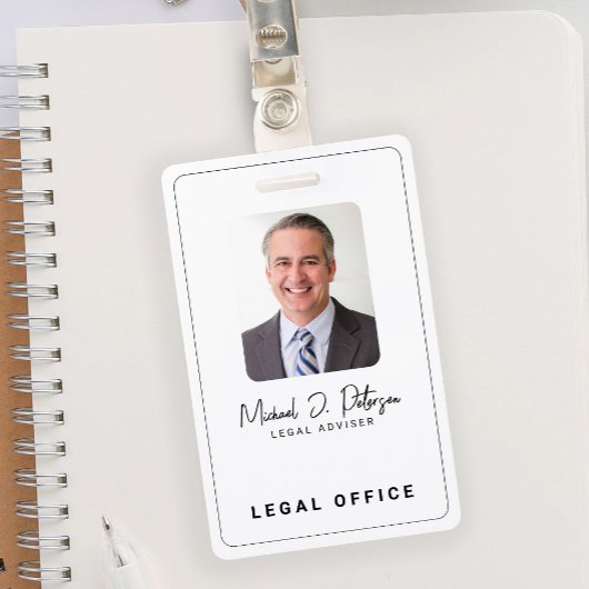 Simple elegant photo ID name tag  バッジ