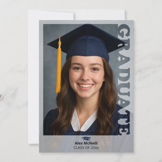Simple Elegant Photo Template Graduation 招待状 (正面)