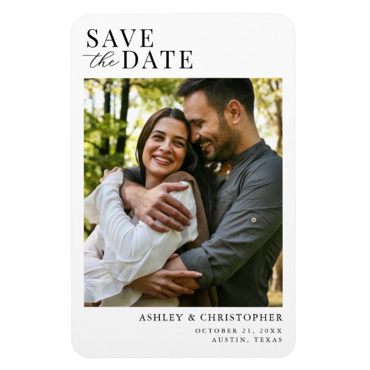 Simple Elegant Photo Wedding Save the Date マグネット (縦)