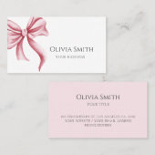 Simple Elegant Pink Bow 名刺 (正面/裏面)