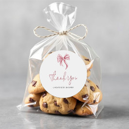 Simple Elegant Pink Girl Bow Baby Shower ラウンドシール