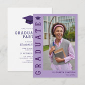 simple elegant purple graduation announcement サンキューカード (正面/裏面)