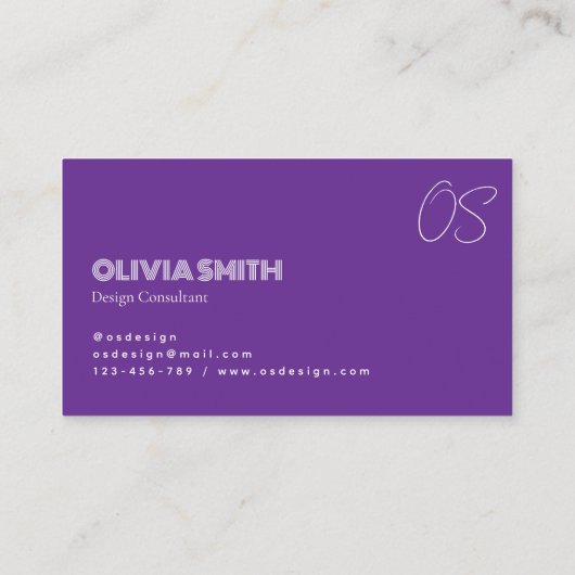 Simple Elegant Purple Minimalist Business Card 名刺 (裏面)