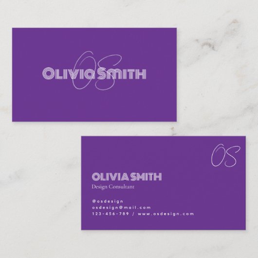 Simple Elegant Purple Minimalist Business Card 名刺 (正面/裏面)