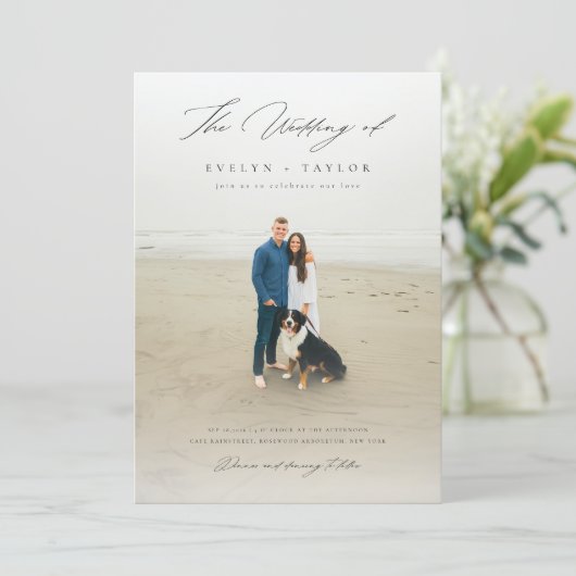 Simple Elegant QR Code Photo Destination Wedding 招待状 (スタンド正面)