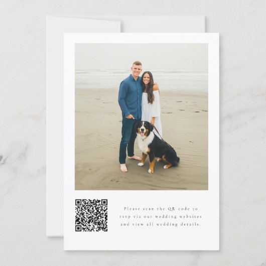 Simple Elegant QR Code Photo Destination Wedding 招待状 (裏面)