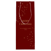 Simple Elegant Red & Gold Confetti Merry Christmas ワインギフトバッグ (裏面)
