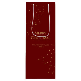 Simple Elegant Red & Gold Confetti Merry Christmas ワインギフトバッグ