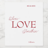 Simple Elegant Red Love Wedding ワインラベル (シングルラベル)