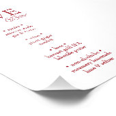 Simple Elegant Red Love Wedding Bar Sign フォトプリント (角)