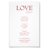 Simple Elegant Red Love Wedding Bar Sign フォトプリント (正面)