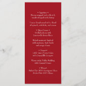 Simple Elegant Red Love Wedding Menu Card メニュー (裏面)