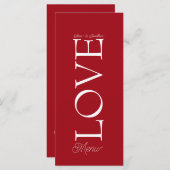 Simple Elegant Red Love Wedding Menu Card メニュー (正面/裏面)