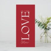 Simple Elegant Red Love Wedding Menu Card メニュー (スタンド正面)