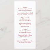 Simple Elegant Red Love Wedding Menu Card メニュー (裏面)