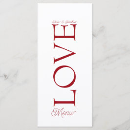 Simple Elegant Red Love Wedding Menu Card メニュー