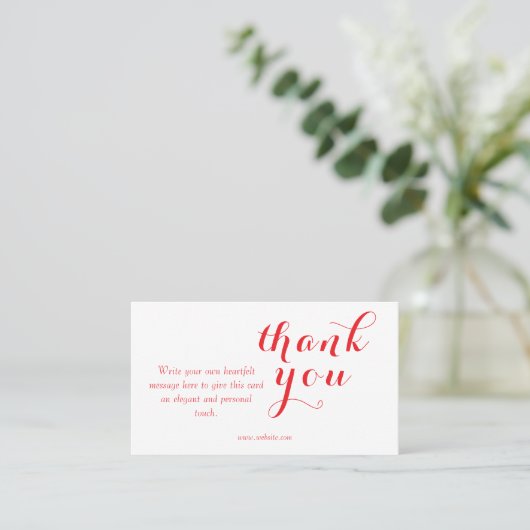 Simple Elegant Red Script Business Order Thank You 名刺 (スタンド正面)
