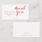 Simple Elegant Red Script Business Order Thank You 名刺 (正面/裏面)