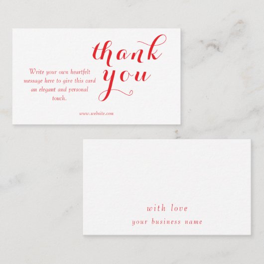 Simple Elegant Red Script Business Order Thank You 名刺 (正面/裏面)