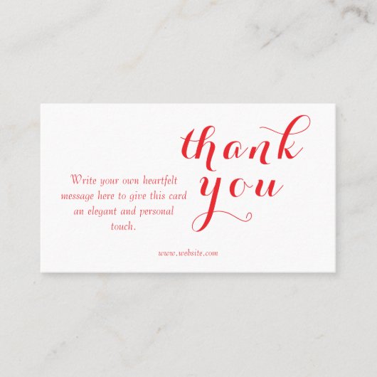Simple Elegant Red Script Business Order Thank You 名刺 (正面)