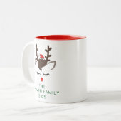Simple Elegant Reindeer Christmas Family Name ツートーンマグカップ (正面左)